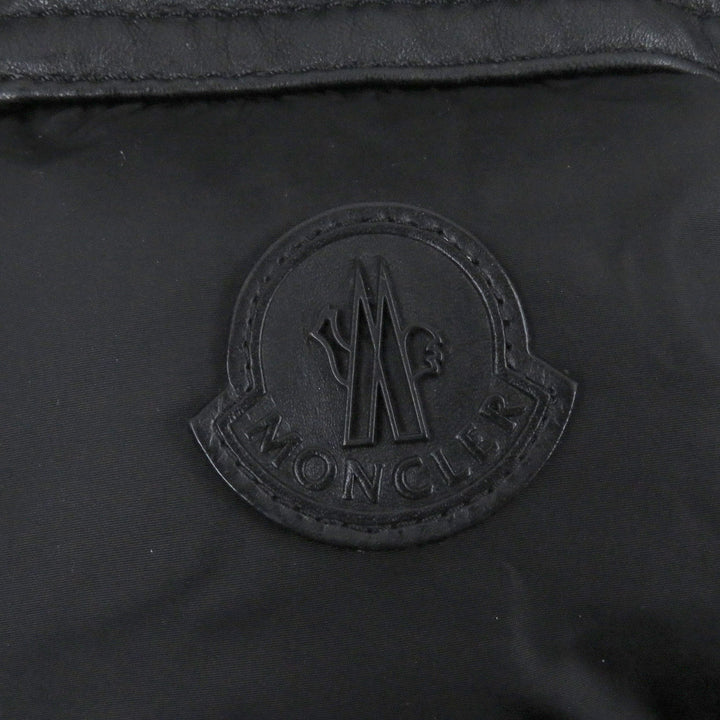 美品□MONCLER モンクレール MILLAIS GILET ラムレザー ムートン使い ロゴワッペン付き ダウンベスト ジレ ブラック 0 正規品 メンズ