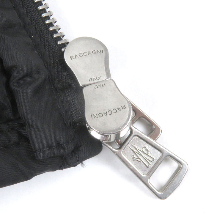 美品□MONCLER モンクレール MILLAIS GILET ラムレザー ムートン使い ロゴワッペン付き ダウンベスト ジレ ブラック 0 正規品 メンズ