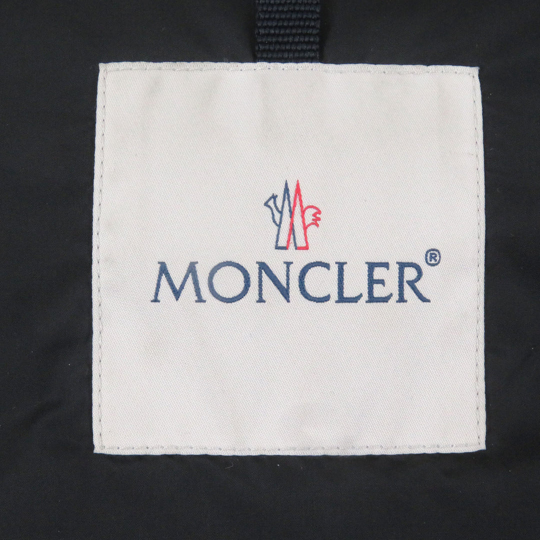 美品□MONCLER モンクレール MILLAIS GILET ラムレザー ムートン使い ロゴワッペン付き ダウンベスト ジレ ブラック 0 正規品 メンズ