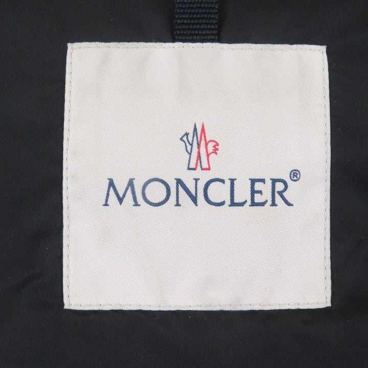 美品□MONCLER モンクレール MILLAIS GILET ラムレザー ムートン使い ロゴワッペン付き ダウンベスト ジレ ブラック 0 正規品 メンズ
