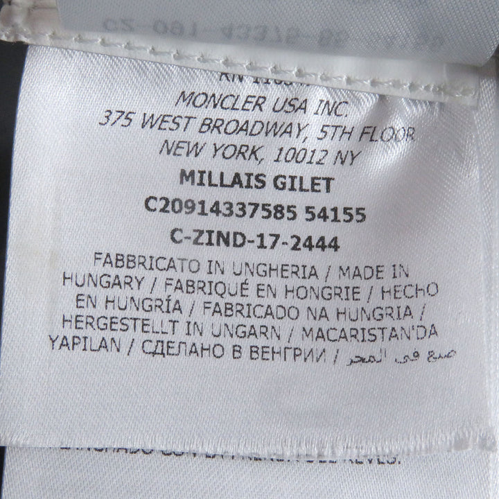 美品□MONCLER モンクレール MILLAIS GILET ラムレザー ムートン使い ロゴワッペン付き ダウンベスト ジレ ブラック 0 正規品 メンズ