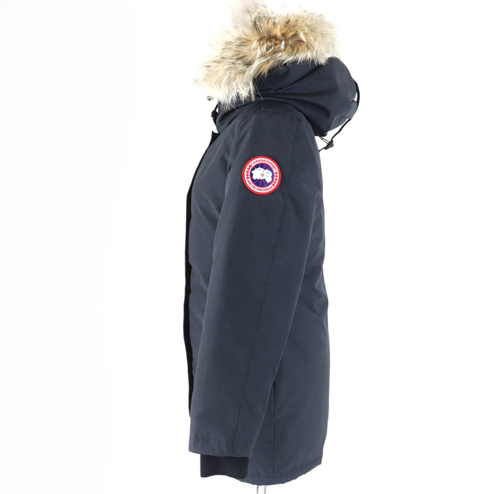 良品☆CANADA GOOSE カナダグース 3037LA VICTORIA PARKA ファー・フード付 ダウンジャケット ネイビー S 国内正規品 レディース