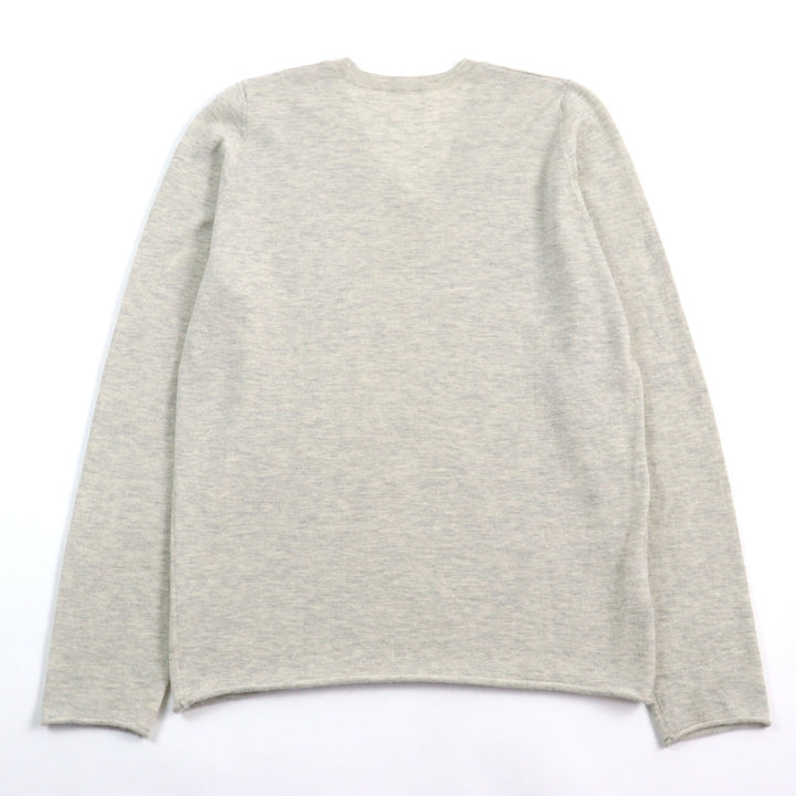 美品○Lucien Pellat-Finet ルシアンペラフィネ カシミヤ100% スワロスカル Vネック ロールヘム ニット セーター グレー M 正規品 メンズ