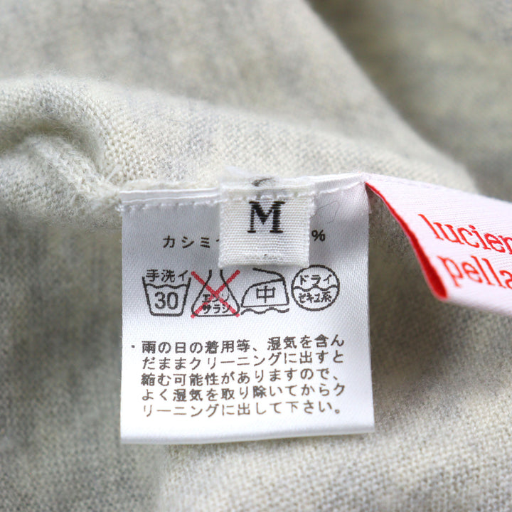 美品○Lucien Pellat-Finet ルシアンペラフィネ カシミヤ100% スワロスカル Vネック ロールヘム ニット セーター グレー M 正規品 メンズ
