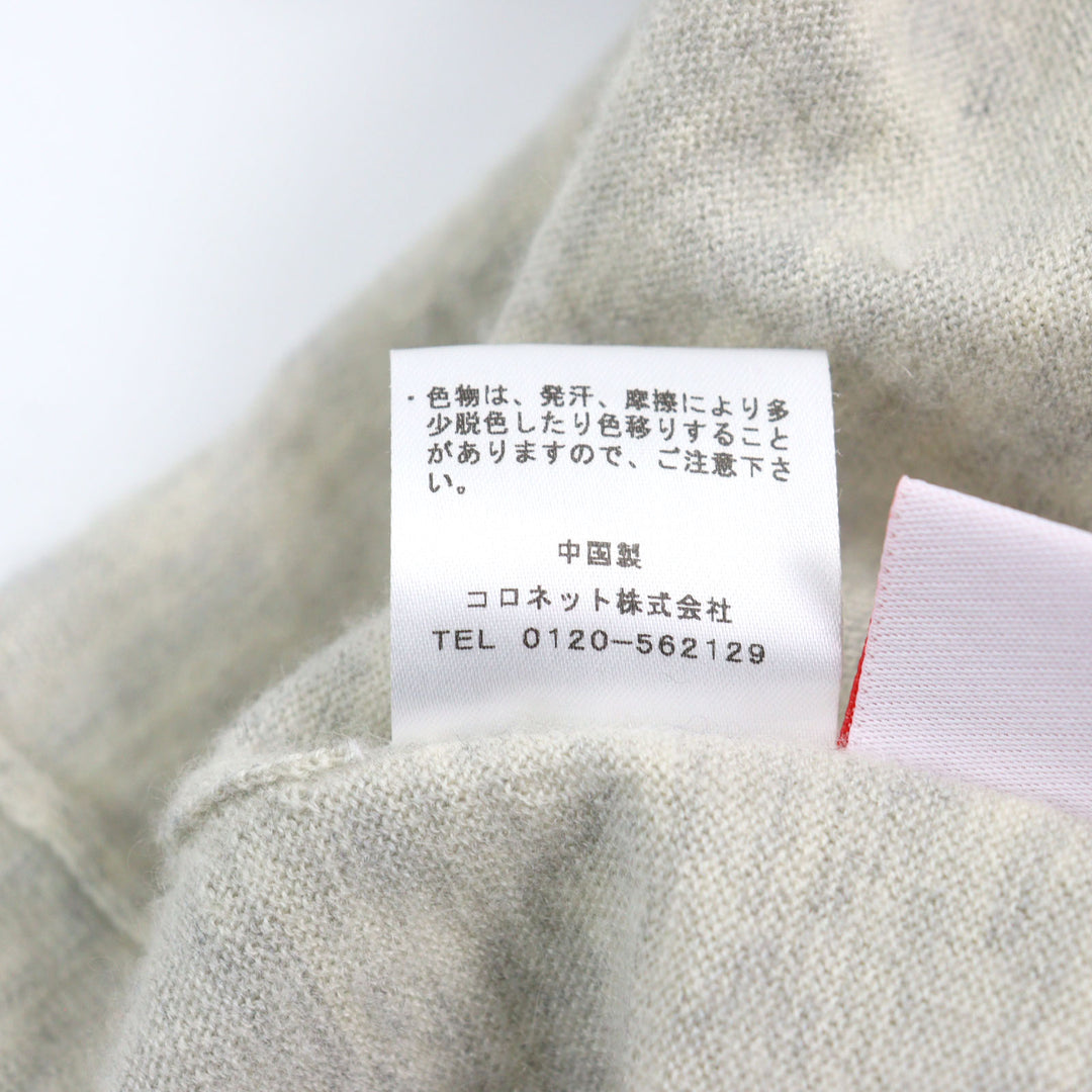 美品○Lucien Pellat-Finet ルシアンペラフィネ カシミヤ100% スワロスカル Vネック ロールヘム ニット セーター グレー M 正規品 メンズ