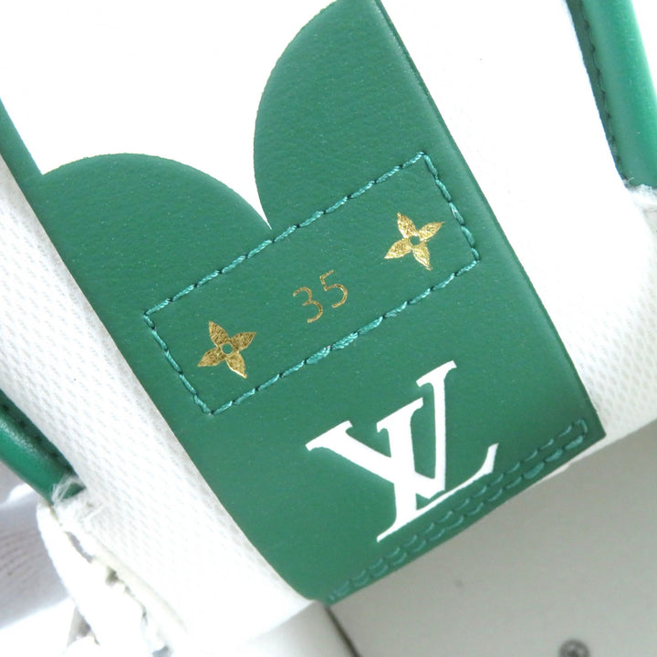極美品△LOUIS VUITTON ルイヴィトン チャーリーライン LVロゴ モノグラム レザー ハイカットスニーカー ホワイト グリーン グレー 35