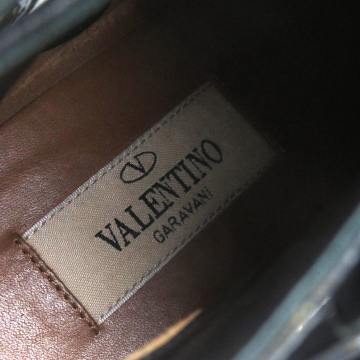 美品△Valentino Garavani ヴァレンティノガラヴァーニ ロックスタッズベルト レザー ショートブーツ ブラック 36 イタリア製 レディース