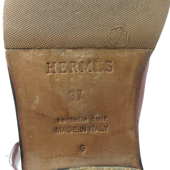 美品★HERMES エルメス シルバー金具 ケリー金具付 レザー ジャンピングブーツ ロングブーツ レッド系 37 イタリア製 レディース