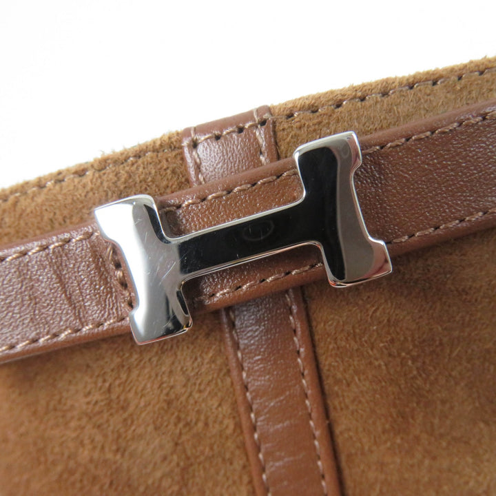 未使用品☆HERMES エルメス オマージュ シルバー金具 Hバングル スウェードレザー ショートブーツ ブラウン 36 箱・袋付 伊製 レディース