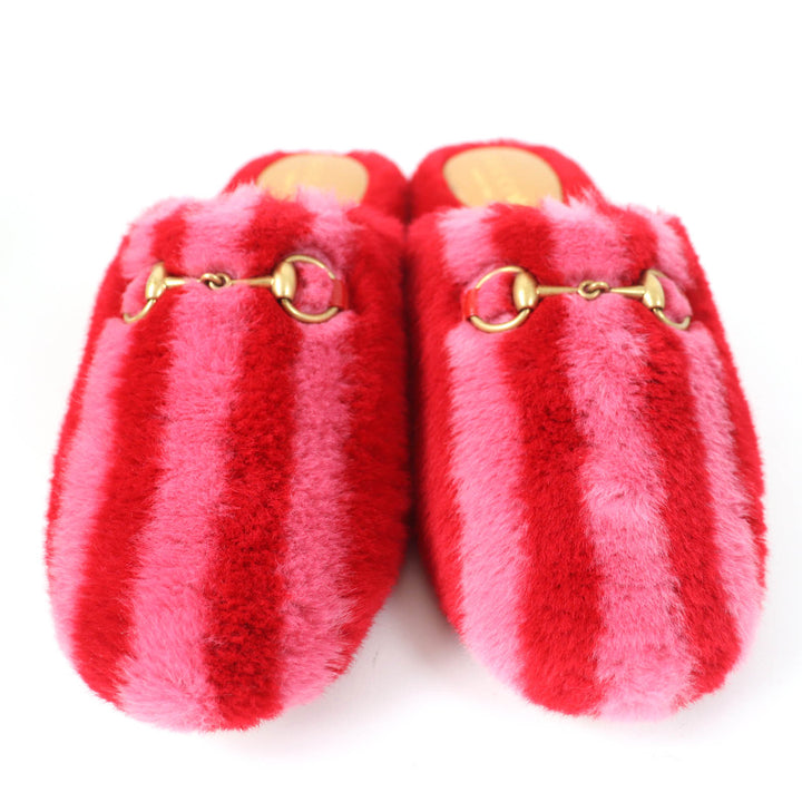 未使用品☆GUCCI×adidas グッチ×アディダス 722442 ホースビット ファー ミュール レッド 37 箱・保存袋付き イタリア製 レディース