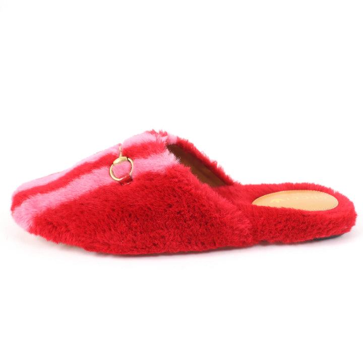 未使用品☆GUCCI×adidas グッチ×アディダス 722442 ホースビット ファー ミュール レッド 37 箱・保存袋付き イタリア製 レディース