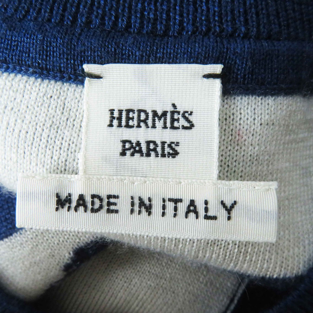 美品◎HERMES エルメス 23SS 3E2715D4 カシミヤ シルク カヌーチェーン アンカー セリエボタン 長袖 ニットカーディガン ブルー 34 伊製