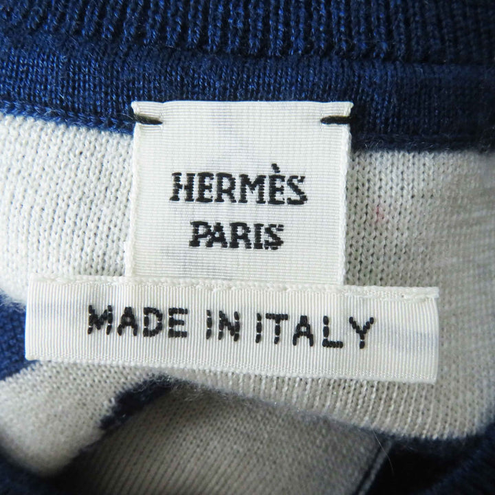 美品◎HERMES エルメス 23SS 3E2715D4 カシミヤ シルク カヌーチェーン アンカー セリエボタン 長袖 ニットカーディガン ブルー 34 伊製