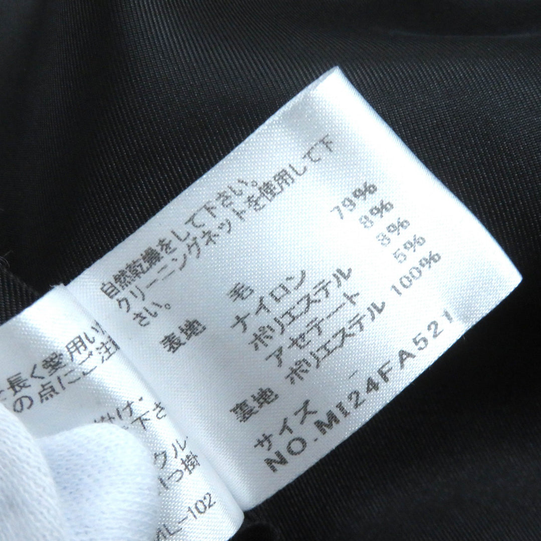 美品△me ISSEY MIYAKE ミー イッセイミヤケ ロゴボタン 比翼 ウールツイード ジャケット ダークネイビー ホワイト 約Mサイズ相当 正規品