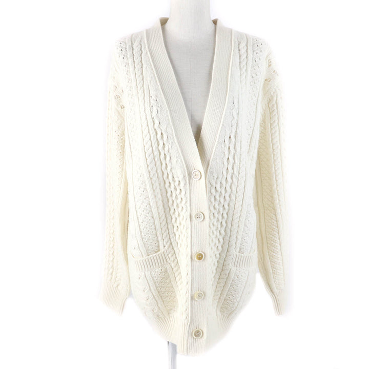 美品★Chloe クロエ 21AW ウール カシミヤ混 ケーブルニット 長袖 カーディガン トップス SNOW WHITE XS イタリア製 正規品 レディース