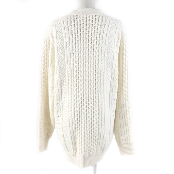 美品★Chloe クロエ 21AW ウール カシミヤ混 ケーブルニット 長袖 カーディガン トップス SNOW WHITE XS イタリア製 正規品 レディース