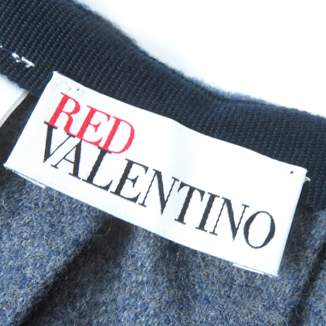極美品△RED VALENTINO レッドヴァレンティノ ウール レザーベルト付き グラデーションカラー プリーツ ミニ ラップスカート S 正規品