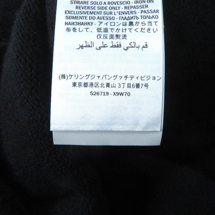 美品★GUCCI グッチ 526719 ウール カシミヤ混 コサージュ・ロゴボタン付 Vネック 長袖 カーディガン ブラック L 伊製 正規品 レディース