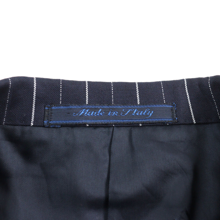 美品○ISAIA イザイア ウール100% Super 120s生地使用 ストライプ柄 シングル スーツ ネイビー 42 イタリア製 正規品 メンズおすすめ
