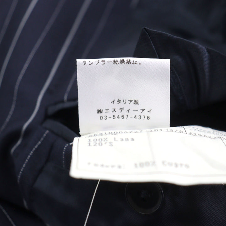 美品○ISAIA イザイア ウール100% Super 120s生地使用 ストライプ柄 シングル スーツ ネイビー 42 イタリア製 正規品 メンズおすすめ