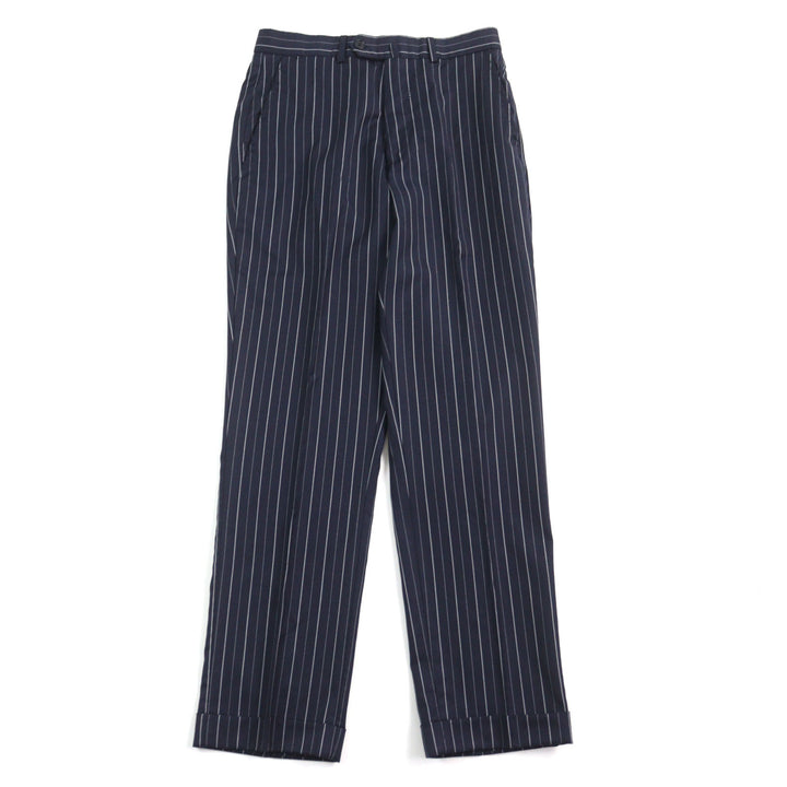 美品○ISAIA イザイア ウール100% Super 120s生地使用 ストライプ柄 シングル スーツ ネイビー 42 イタリア製 正規品 メンズおすすめ