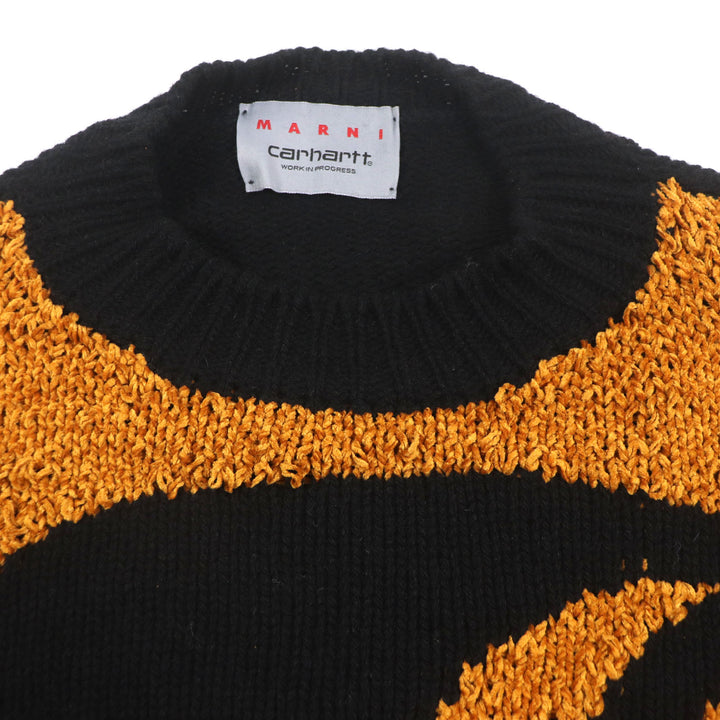 極美品▼MARNI×CARHARTT マルニ×カーハート 23SS GCMD0375Q0 ウール シルク ロゴ ジャガードニット セーター 40 正規品 メンズ