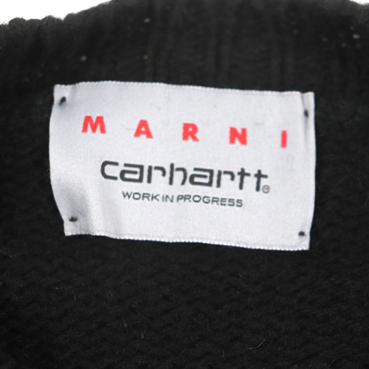 極美品▼MARNI×CARHARTT マルニ×カーハート 23SS GCMD0375Q0 ウール シルク ロゴ ジャガードニット セーター 40 正規品 メンズ