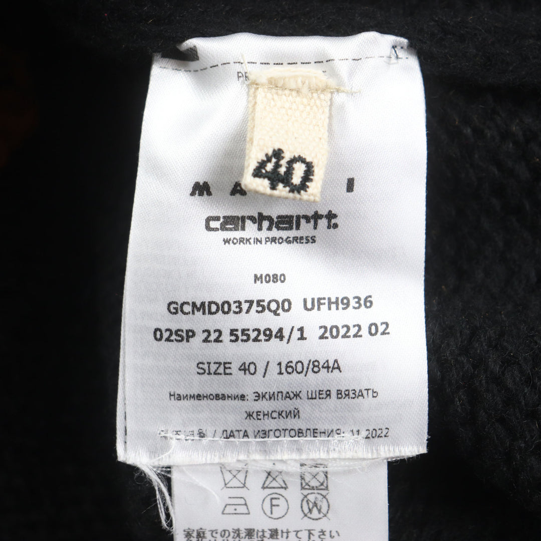 極美品▼MARNI×CARHARTT マルニ×カーハート 23SS GCMD0375Q0 ウール シルク ロゴ ジャガードニット セーター 40 正規品 メンズ