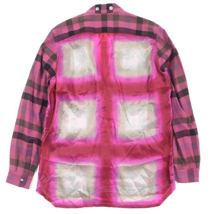 極美▼リックオウエンス 23SS RP01C5242 FOGPOCKET LARRY SHIRT チェック柄 Vネック ロングスリーブ 長袖シャツ 40 正規品 ユニセックス