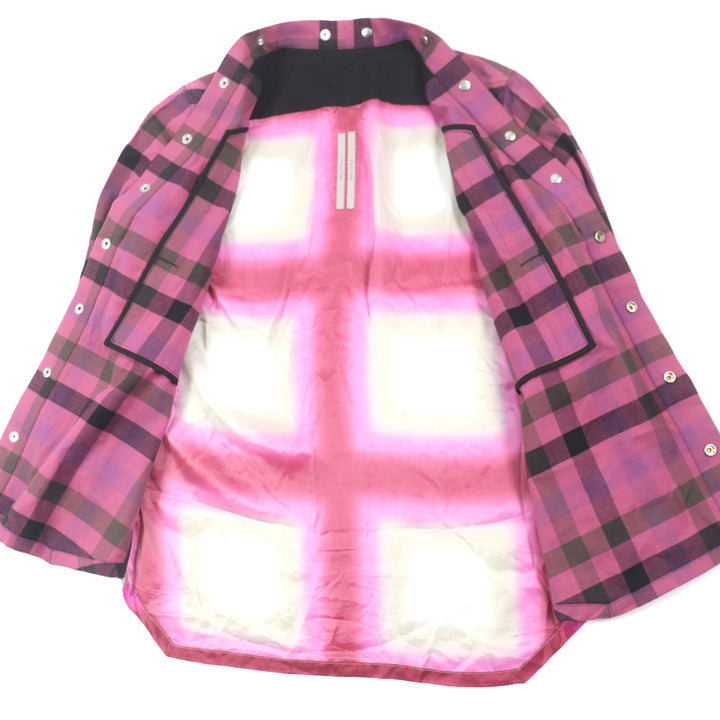 極美▼リックオウエンス 23SS RP01C5242 FOGPOCKET LARRY SHIRT チェック柄 Vネック ロングスリーブ 長袖シャツ 40 正規品 ユニセックス
