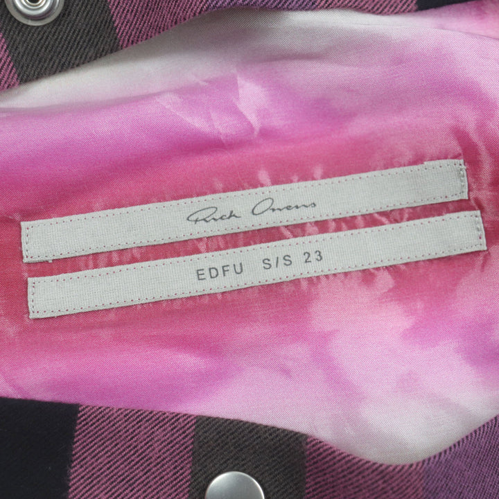 極美▼リックオウエンス 23SS RP01C5242 FOGPOCKET LARRY SHIRT チェック柄 Vネック ロングスリーブ 長袖シャツ 40 正規品 ユニセックス