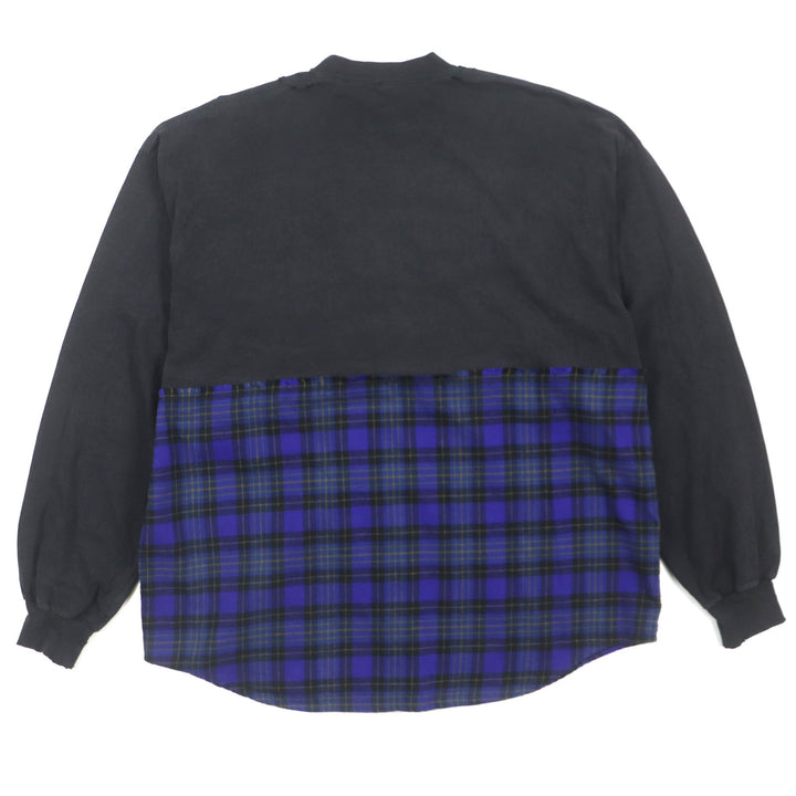 美品▼BALENCIAGA バレンシアガ 21AW 698227 B AUTHENTIC PATCHED チェック柄 ダメージ加工 ロングスリーブ 長袖Tシャツ L 正規品 メンズ