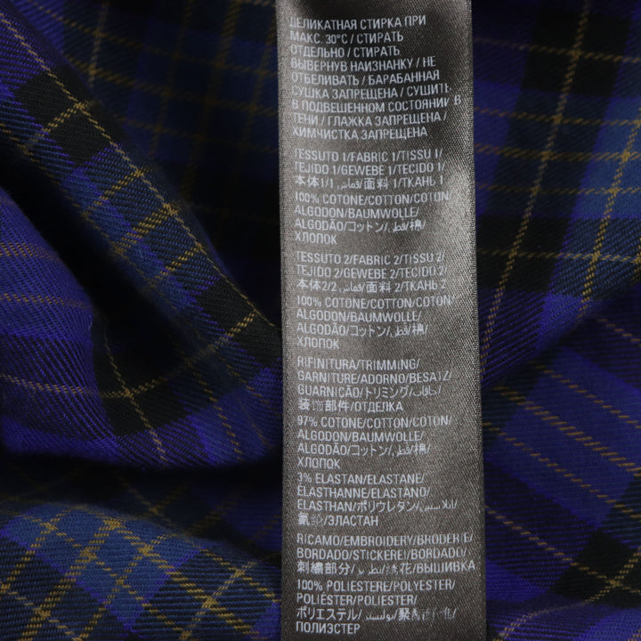 美品▼BALENCIAGA バレンシアガ 21AW 698227 B AUTHENTIC PATCHED チェック柄 ダメージ加工 ロングスリーブ 長袖Tシャツ L 正規品 メンズ