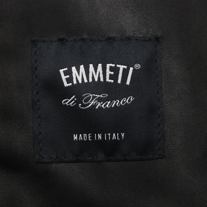 美品▼EMMETI エンメティ H UOMO アッカ ムートン 干場義雅 ダブルジップ シングル ライダースジャケット 46 正規品 メンズ 定価352000円
