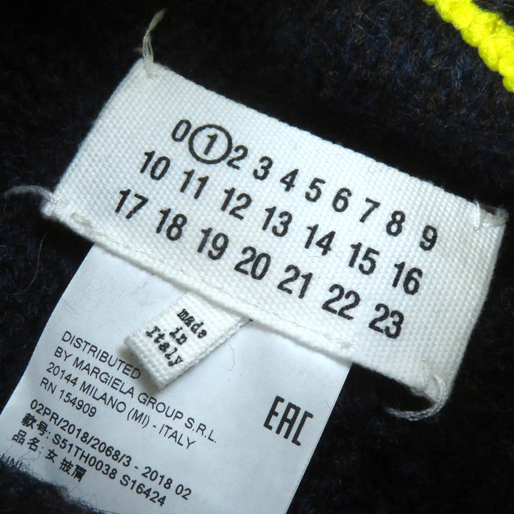 極美品△Maison Margiela 1 メゾンマルジェラ1 S51TH0038 ウール ボトルネック プルオーバー ニットベスト ネイビー イエロー 正規品