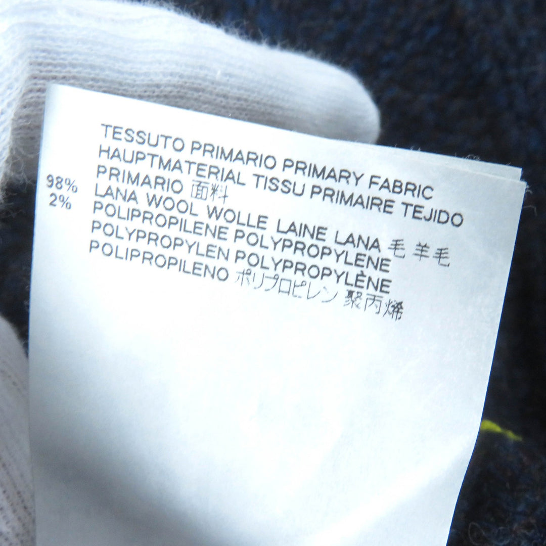 極美品△Maison Margiela 1 メゾンマルジェラ1 S51TH0038 ウール ボトルネック プルオーバー ニットベスト ネイビー イエロー 正規品