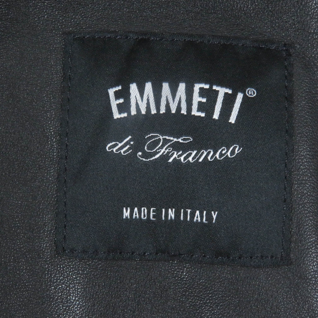 極美品□EMMETI エンメティ 羊革 ラムレザーパイピング フーデッド 中綿 キルティングジャケット ブラック 48 イタリア製 正規品 メンズ