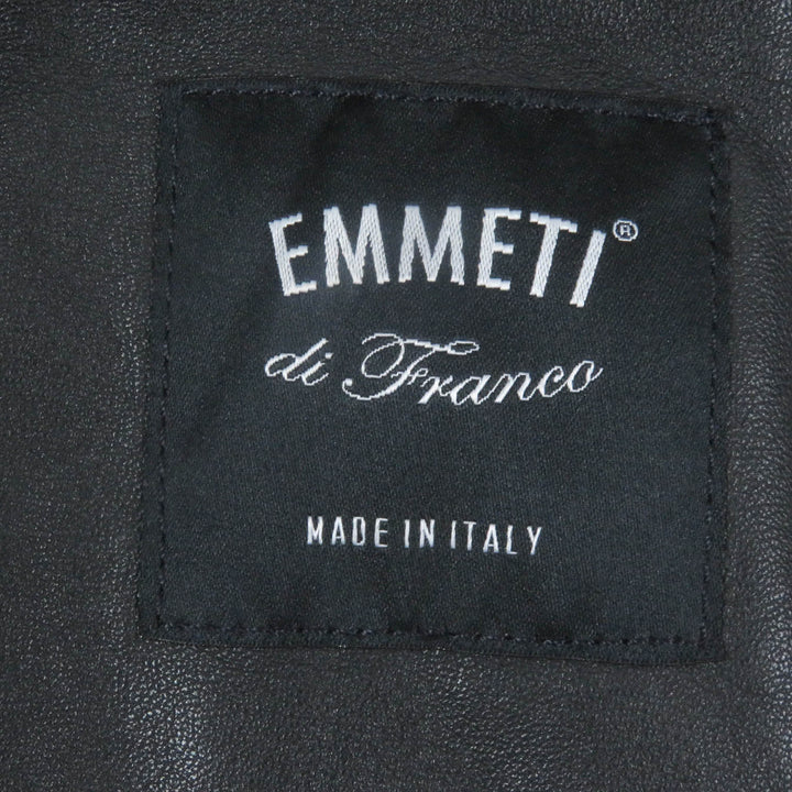 極美品□EMMETI エンメティ 羊革 ラムレザーパイピング フーデッド 中綿 キルティングジャケット ブラック 48 イタリア製 正規品 メンズ