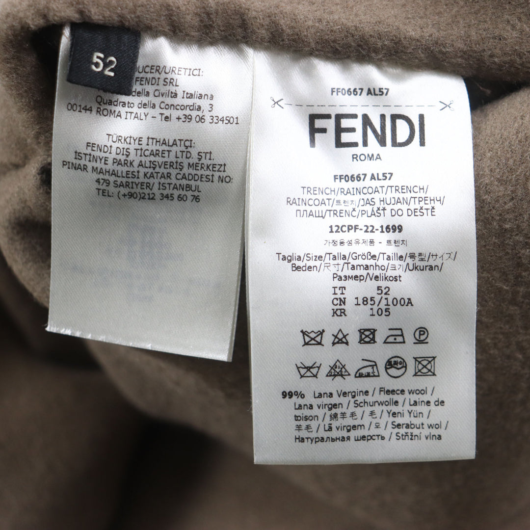 極美品▼FENDI フェンディ 2022年製 FF0667 AL57 ウール シルク ズッカ柄 オーバーサイズ リバーシブル トレンチコート 52 正規品 メンズ