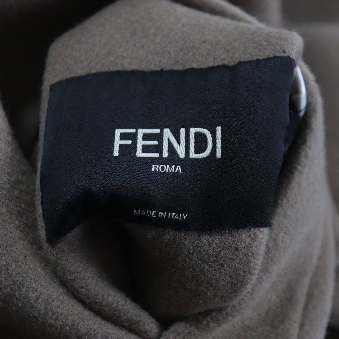 極美品▼FENDI フェンディ 2022年製 FF0667 AL57 ウール シルク ズッカ柄 オーバーサイズ リバーシブル トレンチコート 52 正規品 メンズ