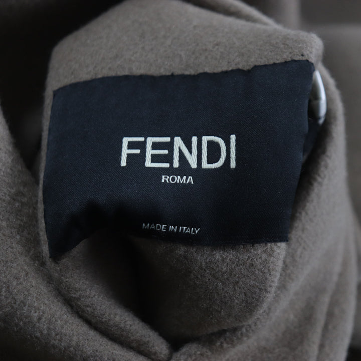 極美品▼FENDI フェンディ 2022年製 FF0667 AL57 ウール シルク ズッカ柄 オーバーサイズ リバーシブル トレンチコート 52 正規品 メンズ