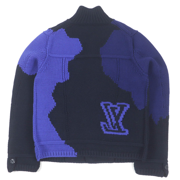 極美品□LOUIS VUITTON ルイヴィトン 20AW ヴァージルアブロー LVロゴ インタルシアボタン ニットジャケット XL イタリア製 正規品