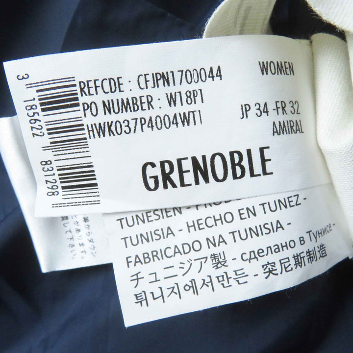 美品◎Pyrenex ピレネックス GRENOBLE グルノーブル ワッペン・ラクーンファー・フード付き ダウンコート ネイビー 34 正規品 レディース