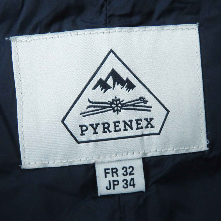 美品◎Pyrenex ピレネックス GRENOBLE グルノーブル ワッペン・ラクーンファー・フード付き ダウンコート ネイビー 34 正規品 レディース