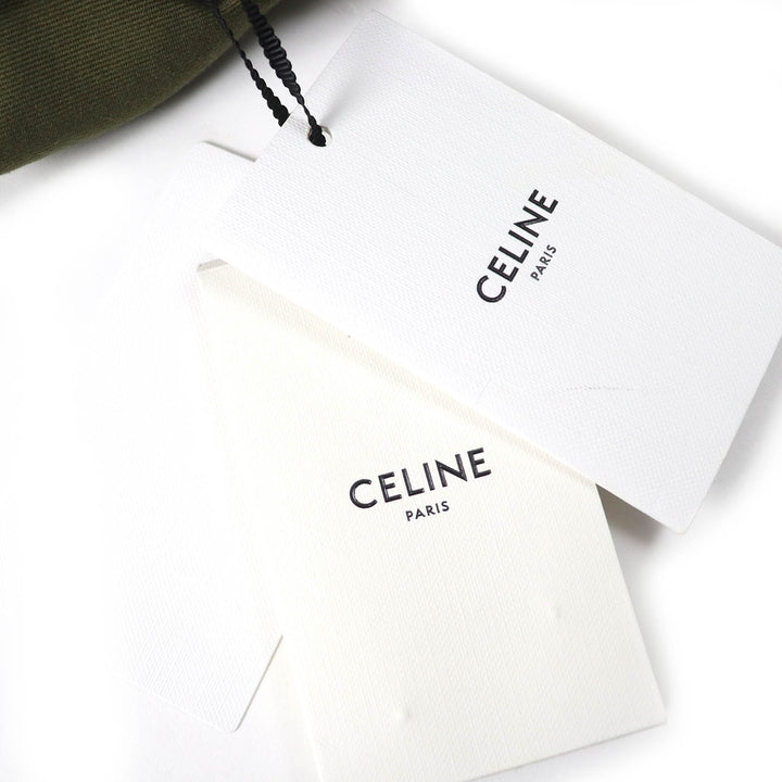 未使用品△CELINE セリーヌ 2C580106K コットン100% トリオンフボタン ミリタリーシャツ 半袖シャツ カーキ 38 日本製 正規品 レディース