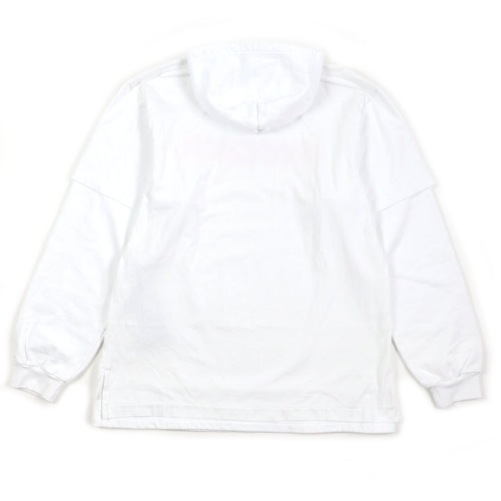 極美品▼BALENCIAGA バレンシアガ 22SS 681029 グラフィックロゴ レイヤードデザイン オーバーサイズ プルオーバー パーカー XS 正規品
