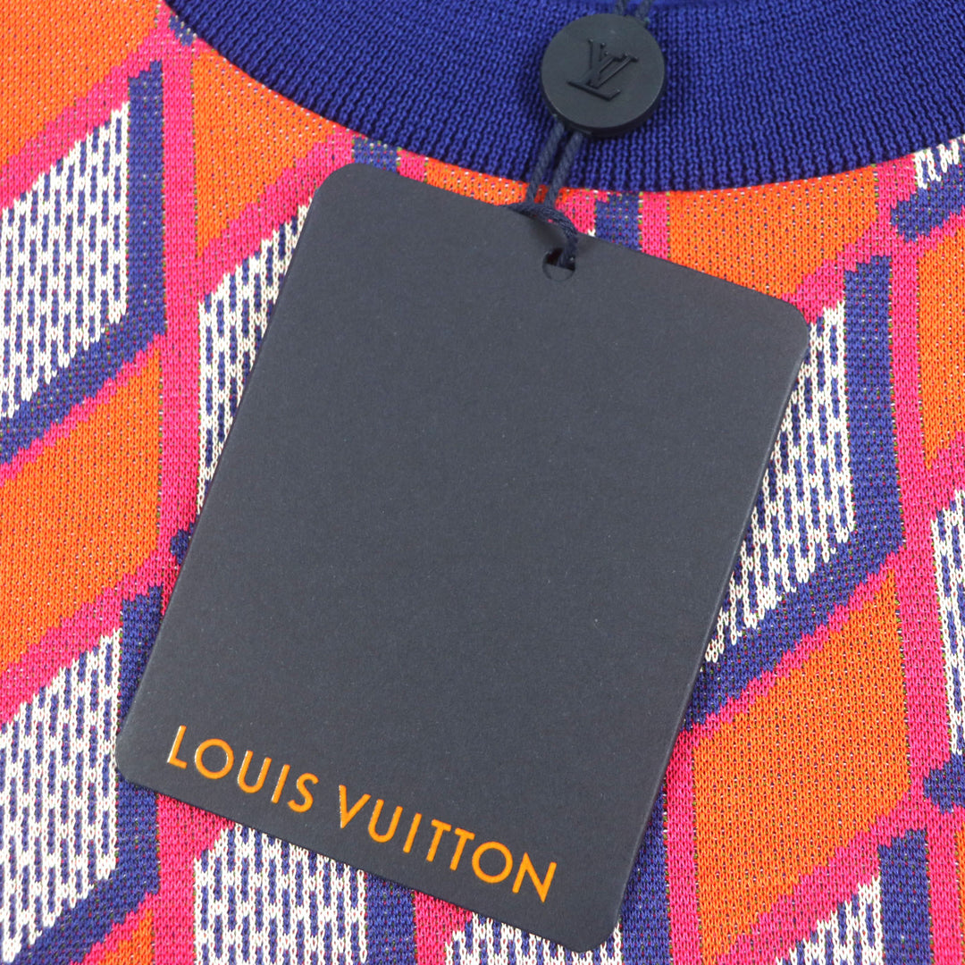 未使用品▼LOUIS VUITTON ルイヴィトン 22AW ダイヤモンドダミエ クルーネック スウェットシャツ ニット マルチ L 伊製 正規品 メンズ