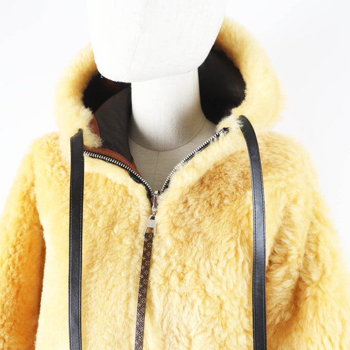 美品◎LOUIS VUITTON ルイヴィトン FJLJ12XKN 羊革 モノグラム リバーシブル ムートンジャケット ダークブラウン 正規品 レディース