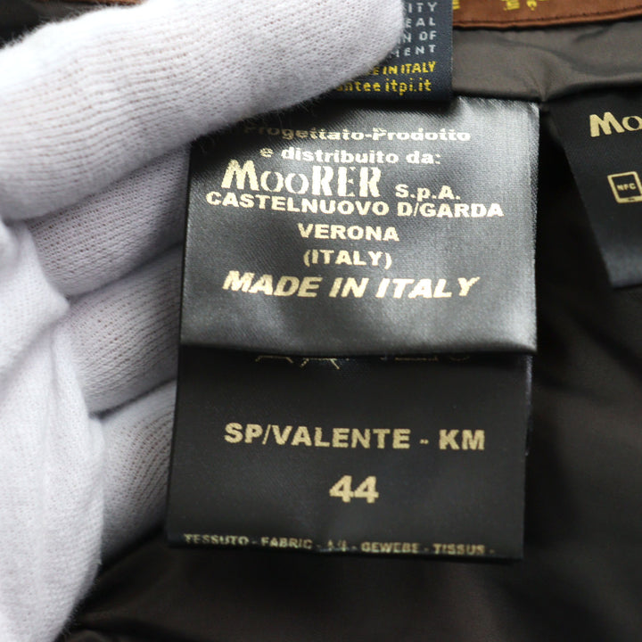 極美品○MOORER ムーレー VALENTE-KM ロゴパッチ付き グースダウン キルティング ホーンボタン ダウンジャケット 44 メンズ 定価245300円