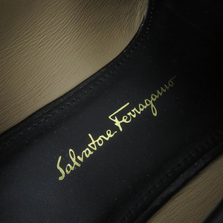 極美品☆Salvatore Ferragamo サルヴァトーレフェラガモ ROLO ガンチーニ金具 ロゴ総柄 レザー ローファー ブラック 5.5 レディース